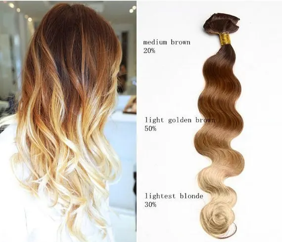 6a European Virgin Ombre Hair Weave Medium Brown Golden Brown Blenched Blonde 613 3 Tone Ombre Hair Body Wave 3 Bundles Lot Hair Salon Equipment Wholesale Lot Europelot Bag Aliexpress