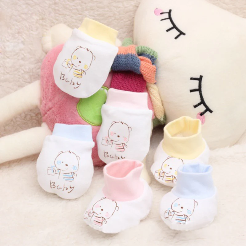 

Baby Mitts Newborn Cartoon Printing Gloves Protection Face Cotton Anti Scratching 0-3 Month Anti-grasping Gloves Infant Supplies