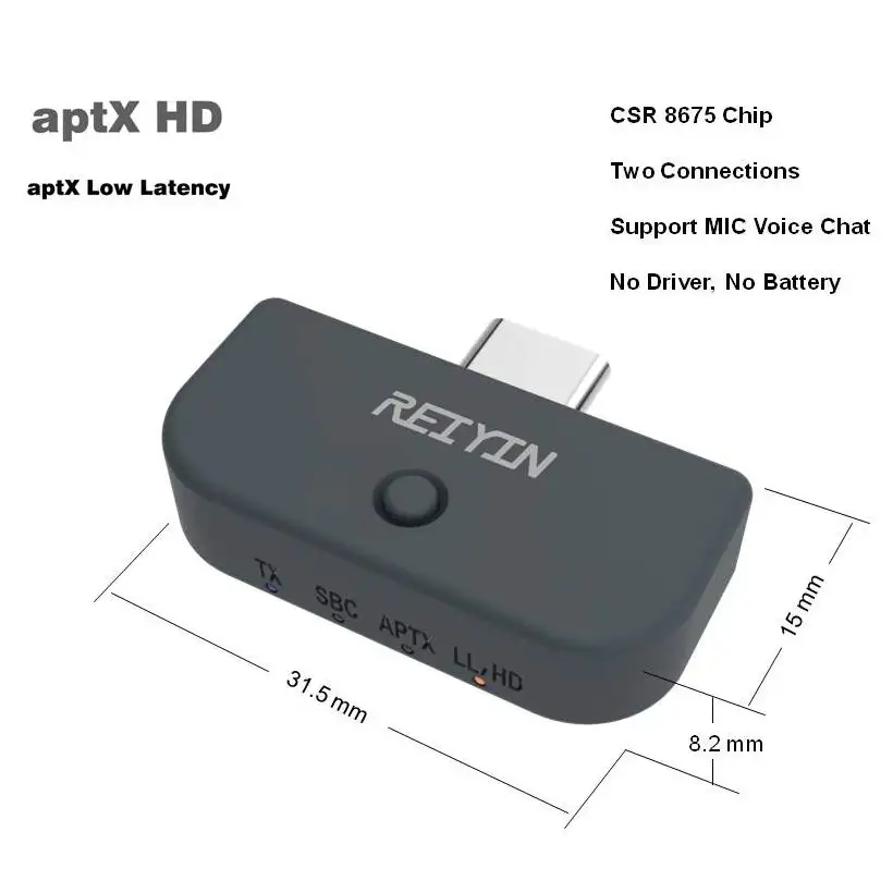  Tipo-C CSR8675 Bluetooth 5.0 adattatore Audio aptX HD per Interruttore PS4 PC Dual Connessione