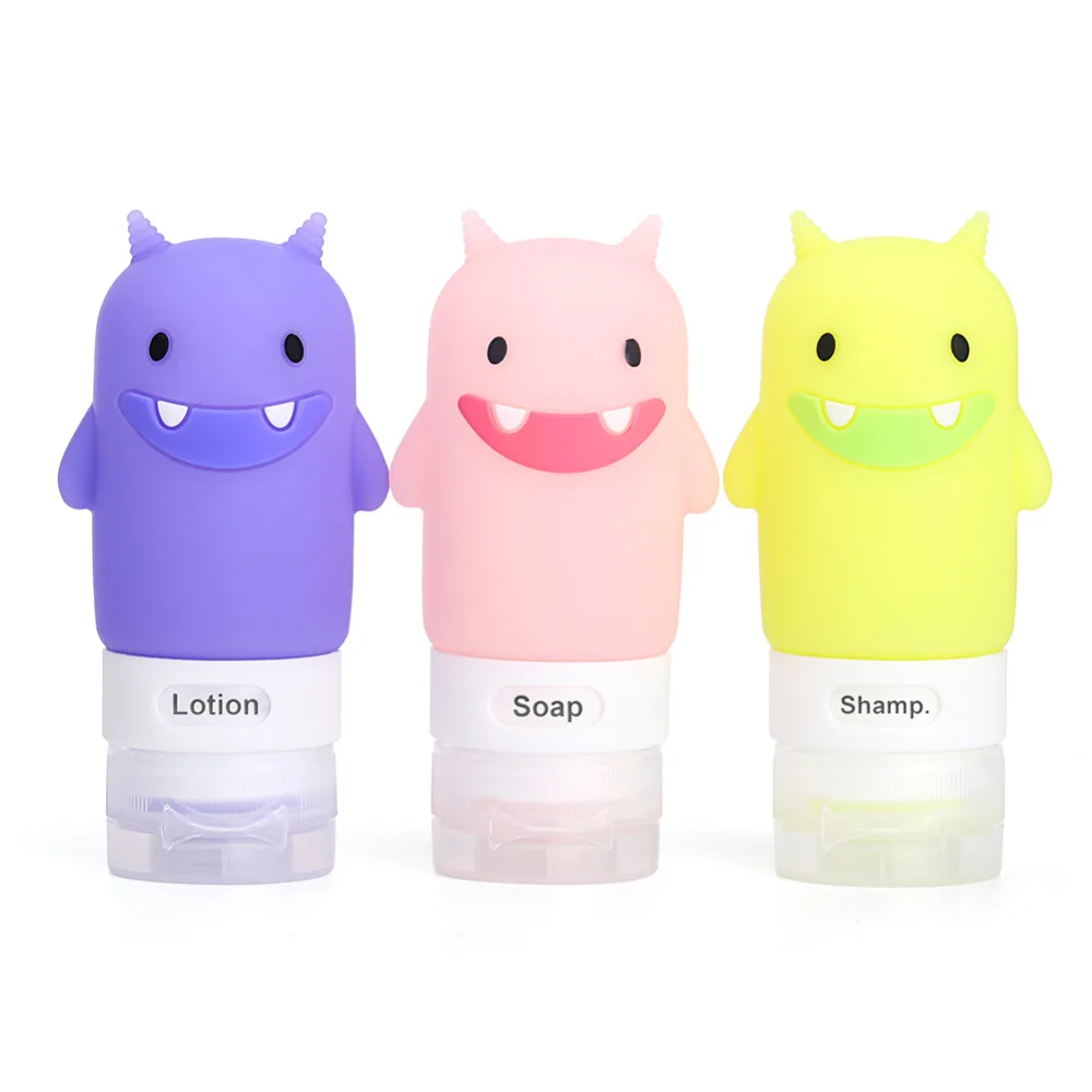 

3/1pcs portable Outdoor travel set bottle squeeze cartoon animal modeling bottle Silicone little empty bottl Multi-purpose