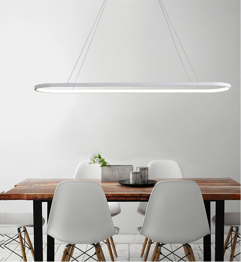 Черная/белая современная светодиодная Люстра для столовой, бара, кухни, комнаты овальной формы, люстра, светильники lamparas colgantes