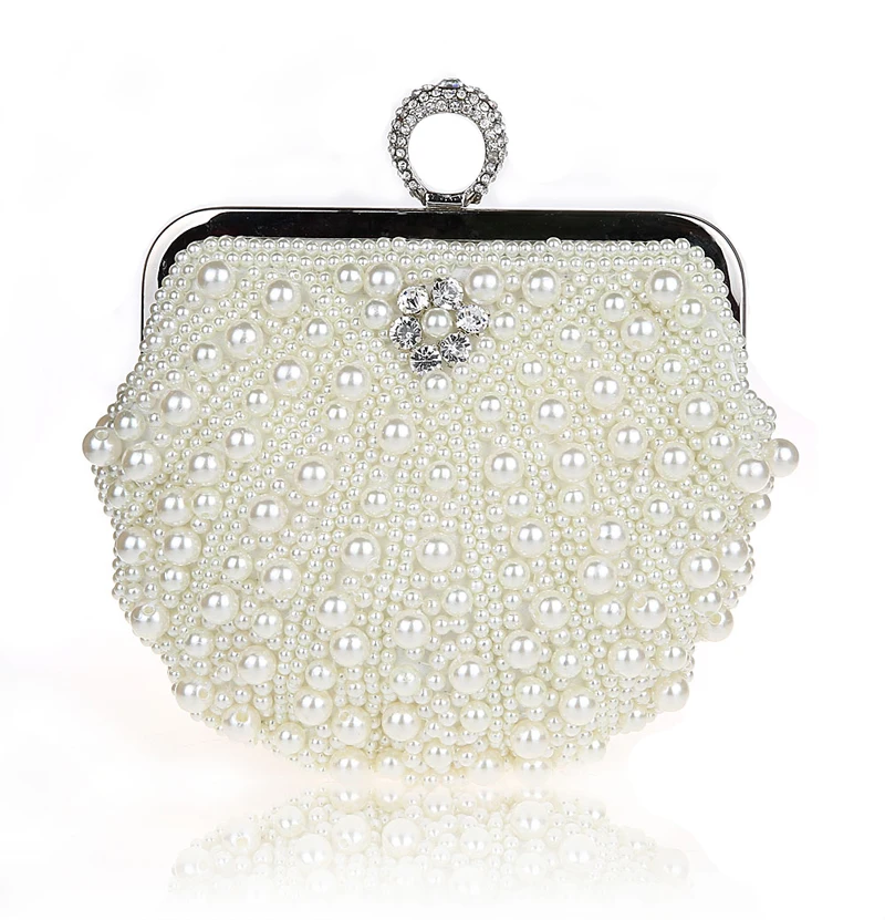 New Arrival Cream Totes Party Evening Bag Fashion Women's Beaded Wallet Style Chain Handbag Clutch Banquet Mini Bag Bolso 7531