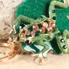 Cute Green Frog Leaves New Crystal Charm Purse Handbag Car Key Keyring Keychain Party Wedding Birthday Gift ► Photo 3/4