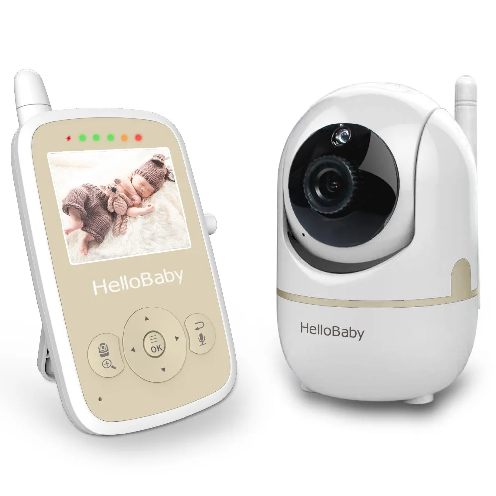 Hellobaby 2,4 дюймов видео радионяня HB248 с удаленной камерой Pan-Tilt-Zoom, контроль температуры, двухсторонняя система заднего вида