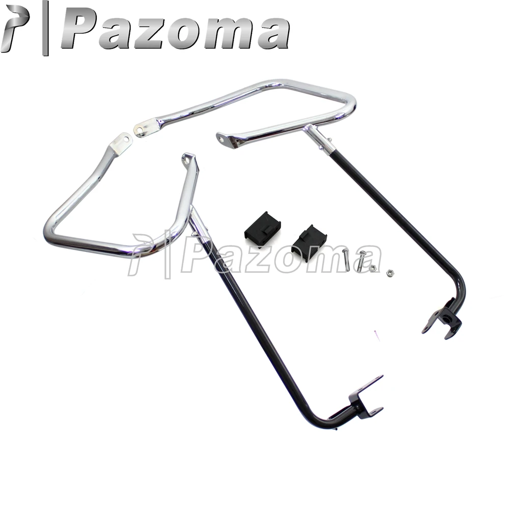 

Chrome Motorcycle Saddlebag Bracket Guard Bars for Harley Touring Street Road King Electra Glide Ultra FLHR FLHX FLHR 2014-2017