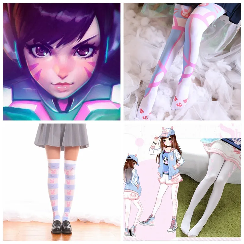 

cosplay game OW D.va Stockings Kawaii Girl's Comfortable Game thigh high stocking lovely Dva over knee stockings 1 pair of socks