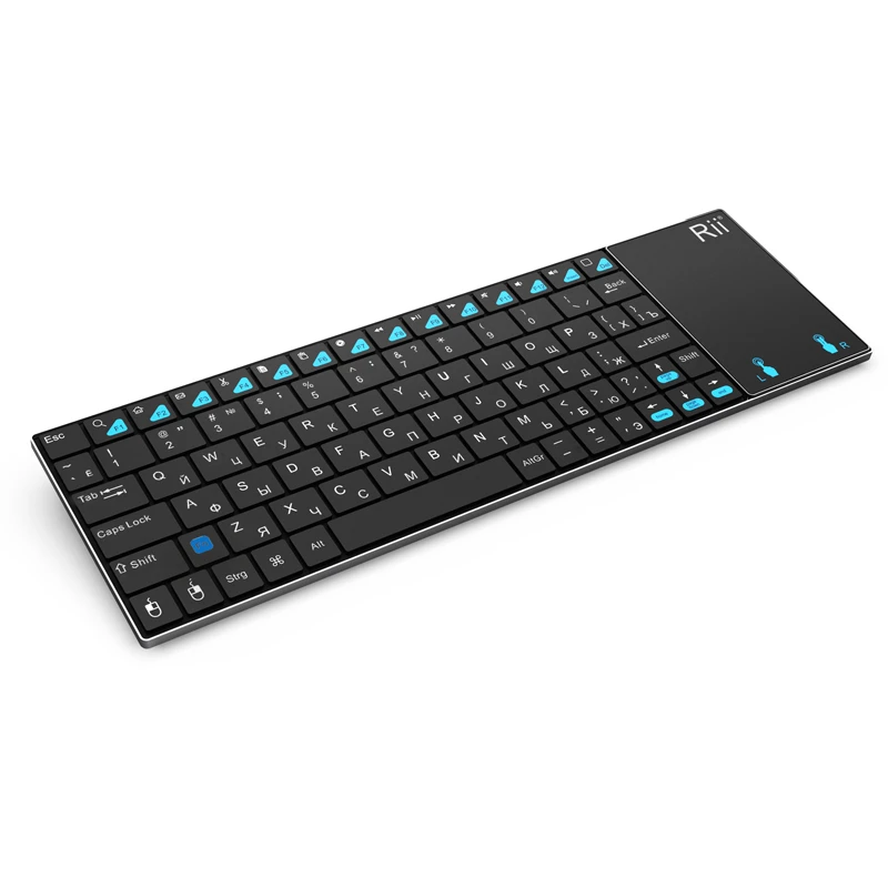 Цена Rii K12 + i12 + Русская мини 2,4 ГГц Беспроводной клавиатура и Bluetooth Беспроводной клавиатура с сенсорной панелью для Планшетные ПК Android