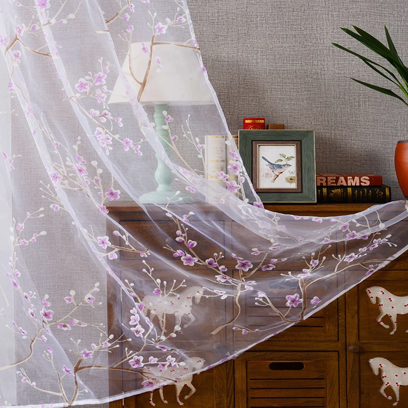 

Decorative Flower Tulle curtains Blind Drapes for Living Room Printed Window Panel Fabric Kitchen Curtain Bedroom Door Decor