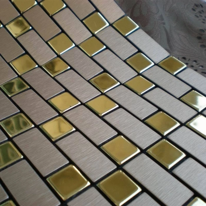 silver mixed golden color, strip self adhesive Aluminum composite panel bathroom tiles, home improvement