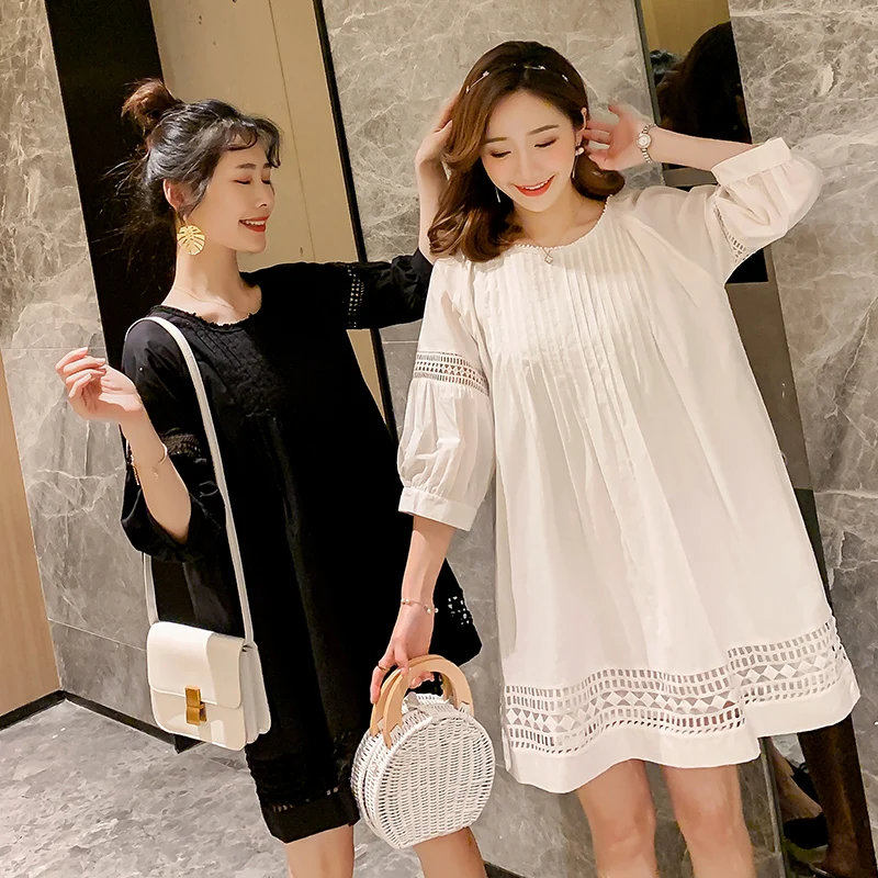 

2019 New Brand Summer Maternity Dress Woman Solid A-Line Large Size Dresses Pregnant Woman Large Clothing