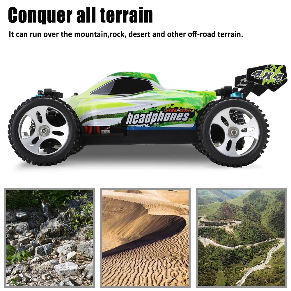 Оригинальный WLtoys A959B Багги внедорожник 2 4G 1/18 4WD RC автомобиль Высокая скорость 70