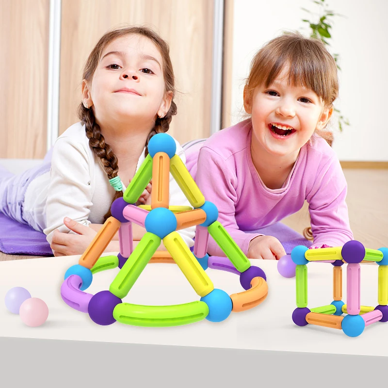 

32Pcs DIY Colorful large size Magnetic Building Blocks Construction Set,3D puzzle Educational Construction Stacking Toy for Kids