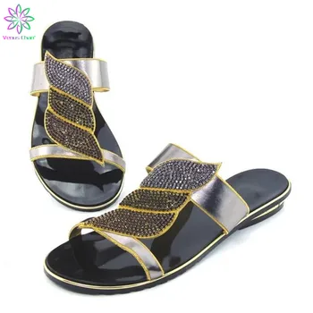 

Latest African Pumps Women Shoes Decorated with Rhinestone Luxury Sandals Women Shoes Slip on Party Shoes for Women