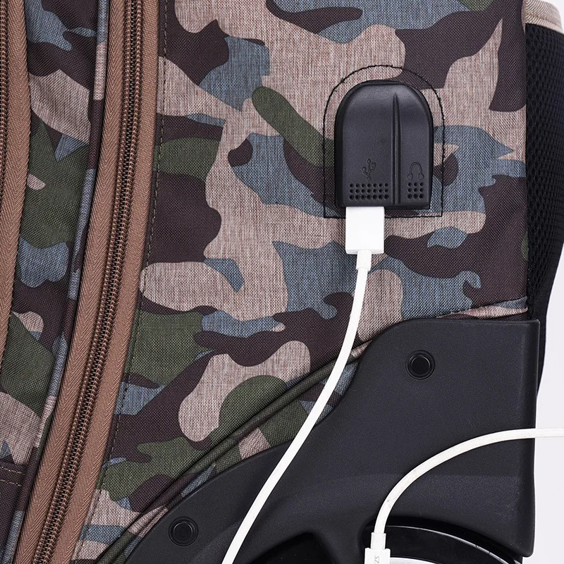 Камуфляжная USB многофункциональная Дорожная сумка 20 дюймов чемодан на колёсиках вертушка рюкзак на колесиках посадочная коробка съемный багажник чемодан