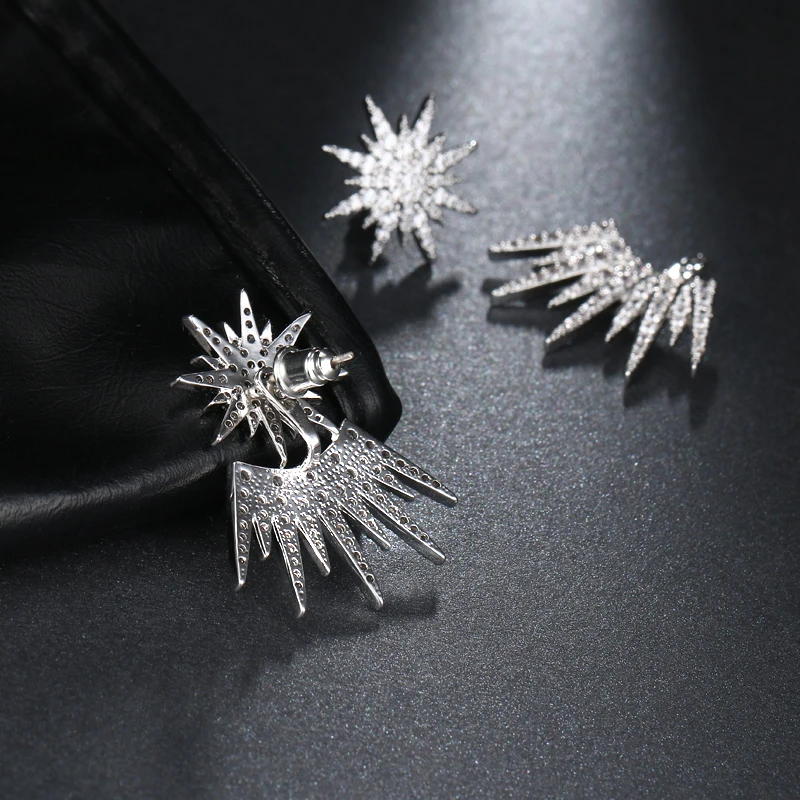 LXOEN Punk Cubic Zirconia Stud Earrings for Women Charm Geometry Silver Color Earring Pulseras Earing Studs Gifts Jewelry Bijoux - Image 3