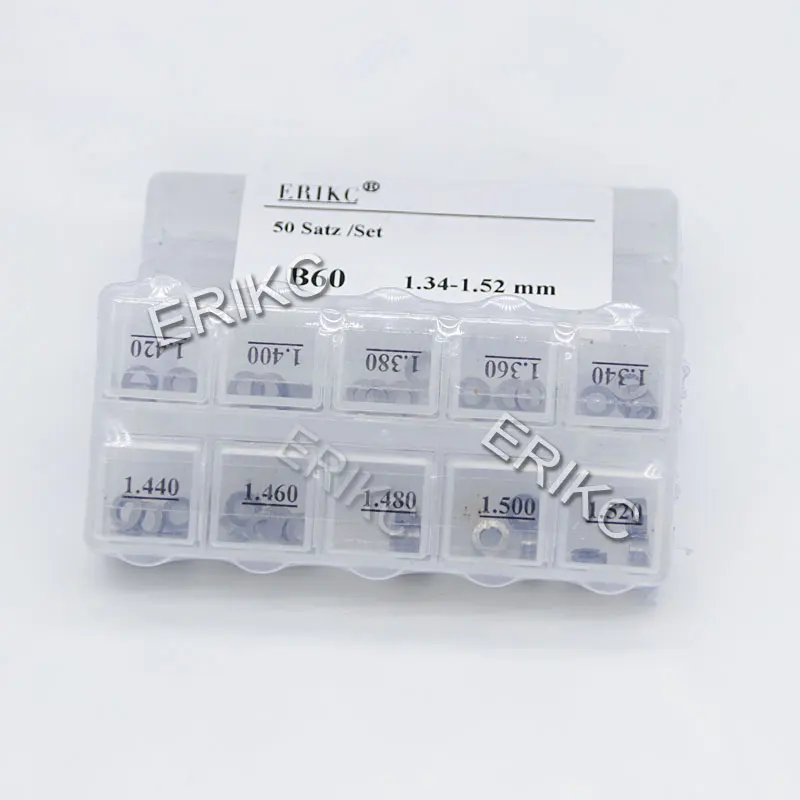 ERIKC B60 Size 1.34-1.52mm Gaskets Piezo Shims for Siemens injector B61 Size 0.970-1.015mm Nozzle Adjust Washer Total 50pcs