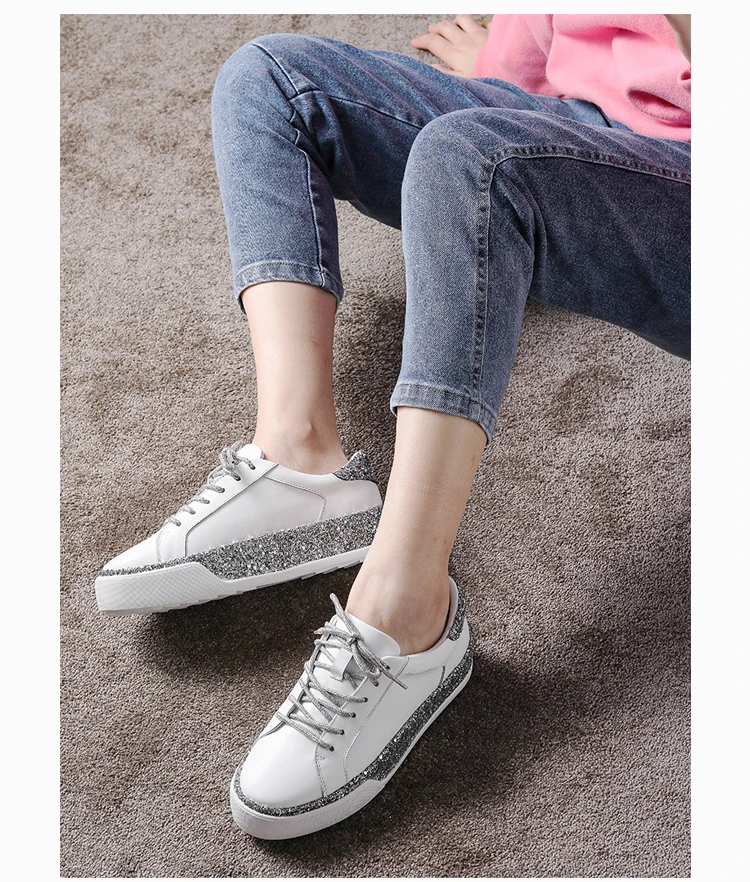 Buono Scarpe/белые туфли с радужной подошвой; женская обувь из натуральной кожи на платформе; Белая обувь со стразами; кроссовки; женская обувь; спортивная обувь