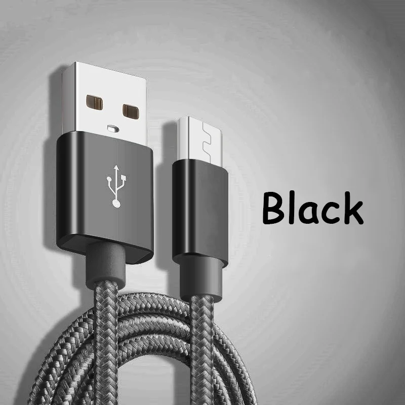Нейлоновый Micro USB 2A быстрой зарядки для samsung Galaxy J7 Duo, J5 Prime, J7+ J7 Prime 2, On7 премьер-кабель для зарядки и синхронизации данных - Цвет: Черный