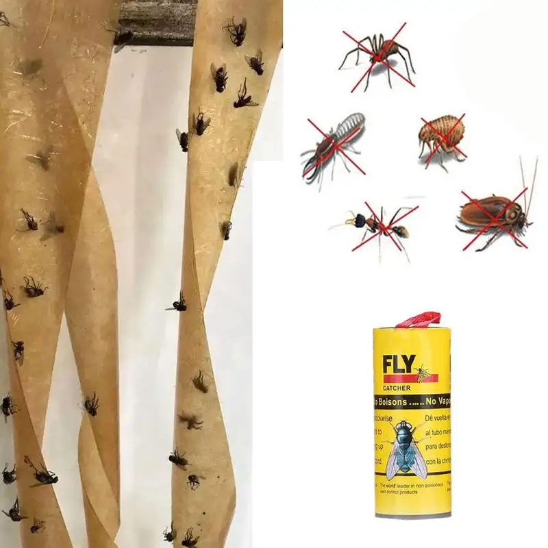 Высокое качество 4X Нетоксическо Fly Sticky Бумага полосы комаров убийца Catcher летающих насекомых Управление летающих насекомых зрелище