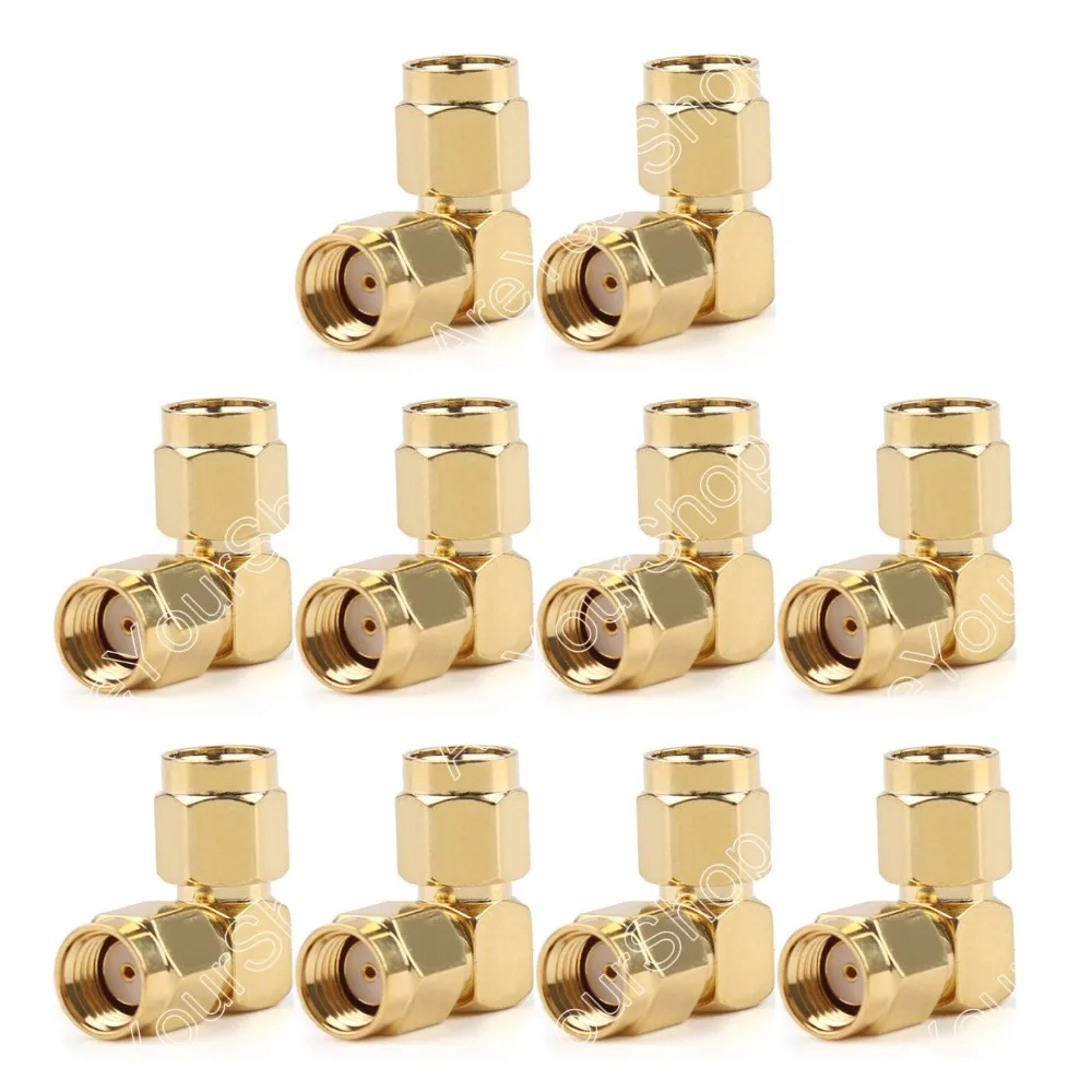 Sale 10 PCS Adapter RP-SMA Male Jack To SMA Male Plug 90 Degree Connector Right Angle Gold-Plat minijack plug Wire Connector sale 10pcs adapter rp sma female plug to rp sma female connector straight reticulated high quality minijack plug wire connector