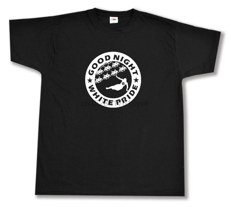 

2018 Streetwear Short Sleeve Tees Good Night White Pride - Space Invaders Tshirt schwarz S-5XL GNWP Antifa