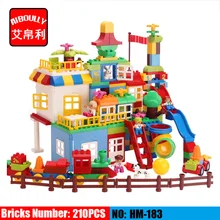 hm183 210 шт. мой первый замок Парк развлечений модель Большой частиц строительный блок кирпич Игрушечные лошадки для детей совместимы с duploe