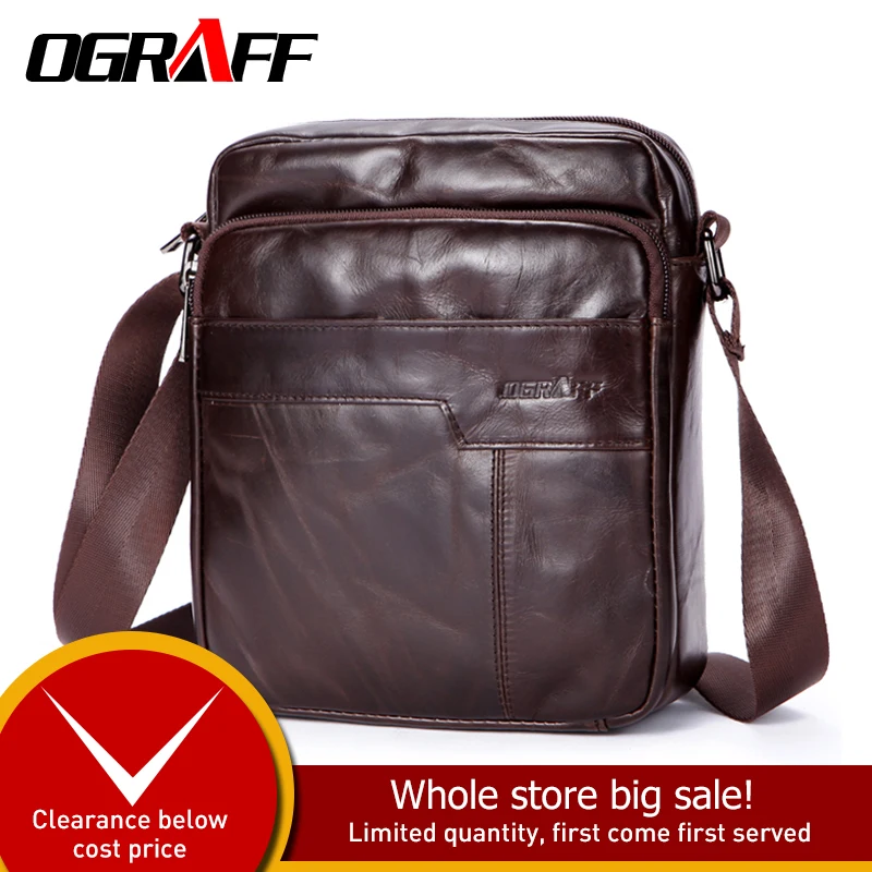 

OGRAFF Men's Bag Handbags Men Genuine Leather Messenger Shoulder Bag Tablets Beach Bag Briefcase Designer Handbags High Quality