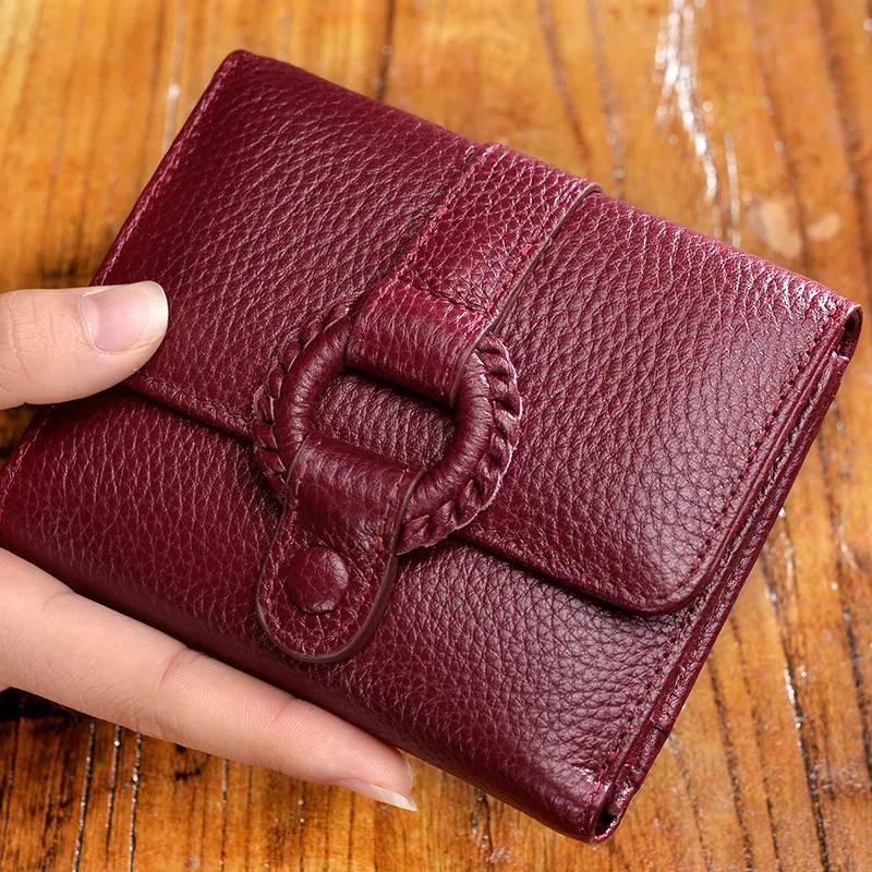 

Korean version of the short leather ladies zipper buckle purse horizontal mini personalized leather multi-card holder wallet