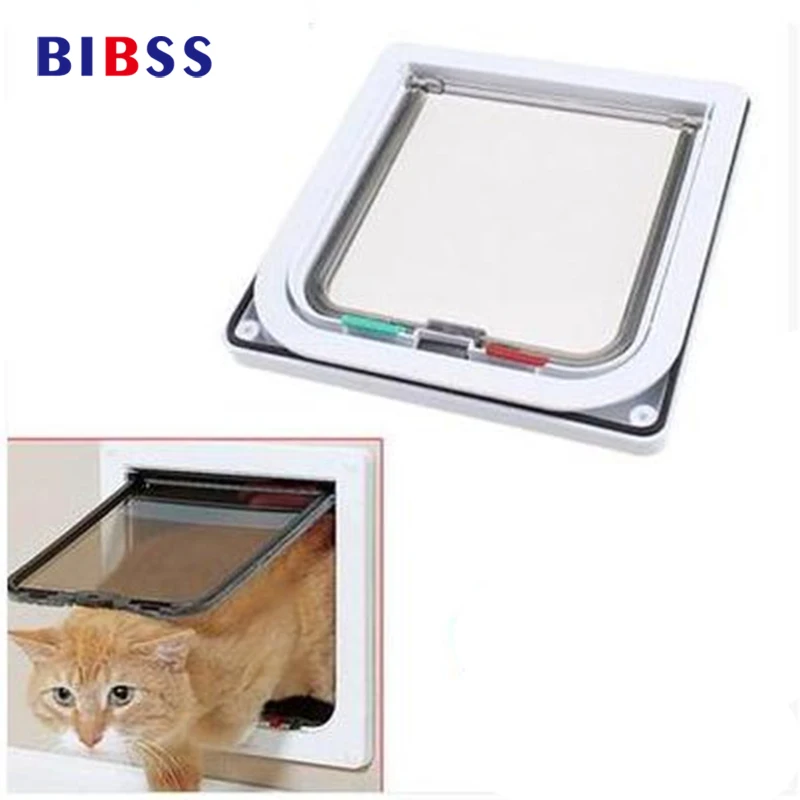 

Dog Cat Entry Exist Lockable Pet Door with Telescoping Frame 4 Way Lockable Magnetic Pet Cat Dog Flap Door