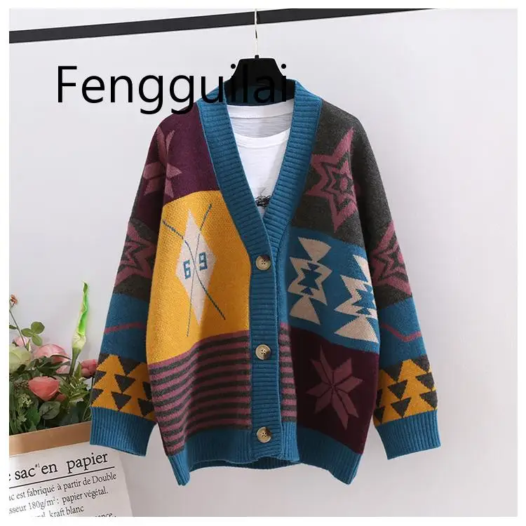 купить! 2019 Европейская женская мода длинный свитер кардиганы Vneck Vinatge Повседневная вязать джемперы дл