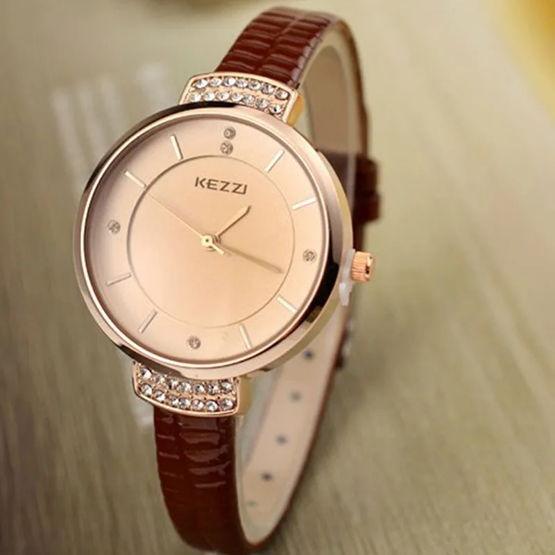 

1pcs/lot High Quality KEZZI Brand Leather Strap Watches Women Dress Watch Waterproof Ladies Quartz Watch for kids student