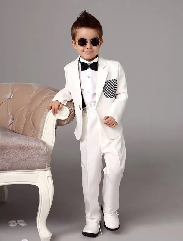 2017 SexeMara Boy's Formal Tuxedos Custom Made New Children Kids White Clothing (Jacket+Pants