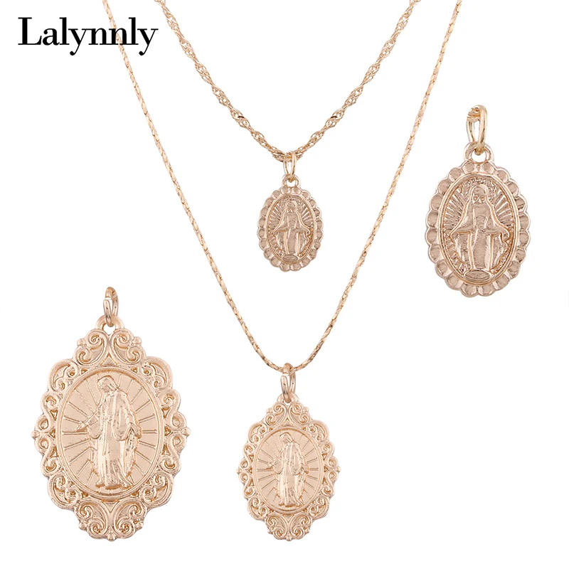 Lalynnly 2 шт. комплект золотого ожерелья с крестом Иисуса золотая цепочка чокер