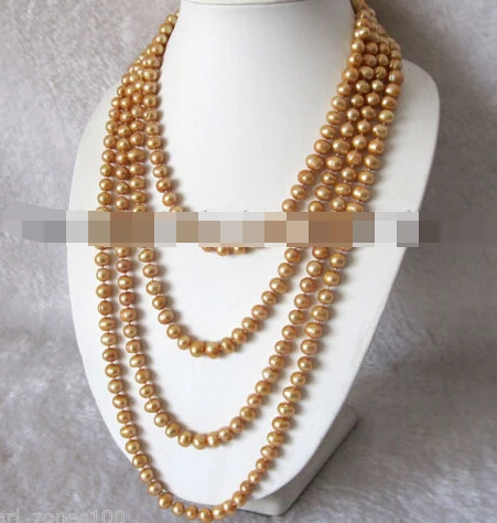 

huij 004184 100" 7-9mm Champagne Freshwater Pearl Strand Necklace