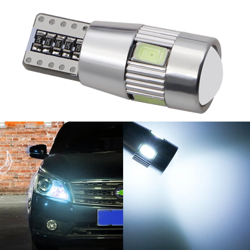 

1pcs T10 W5W 194 6 smd 5630 5730 led with lens canbus no error Car reading lamps auto parking lights wedge bulbs white 12V