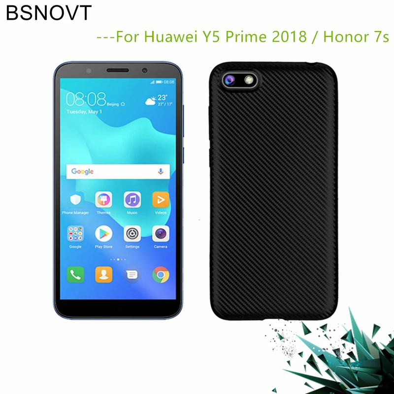 BSNOVT Huawei Y5 Prime 2018 Case Cover Full Protection Carbon Fiber Soft TPU For Honor 7S Funda 5.45&quot |
