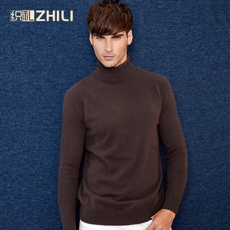 ^Cheap 2017 High Quality Winter Warm 100% Cashmere Sweater Men Turtleneck Brand Sweaters Slim Fit Pullover Knitwear Double Collar Soft