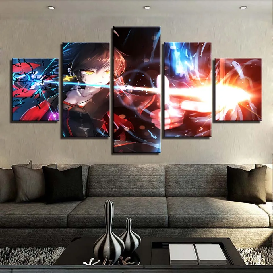 Printed Pictures Home Wall Art Modular Poster 5 Panel Japan Anime
