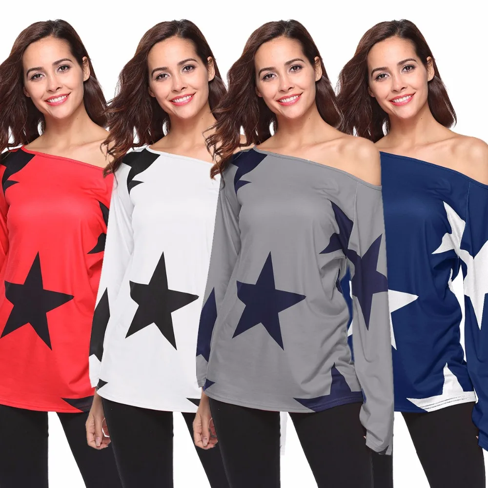 

Star Pattern Women's T-Shirt Fashion Street Style Print Women's T-Shirt Long Sleeve T-Shirt Loose Slim Women's T-Shirt