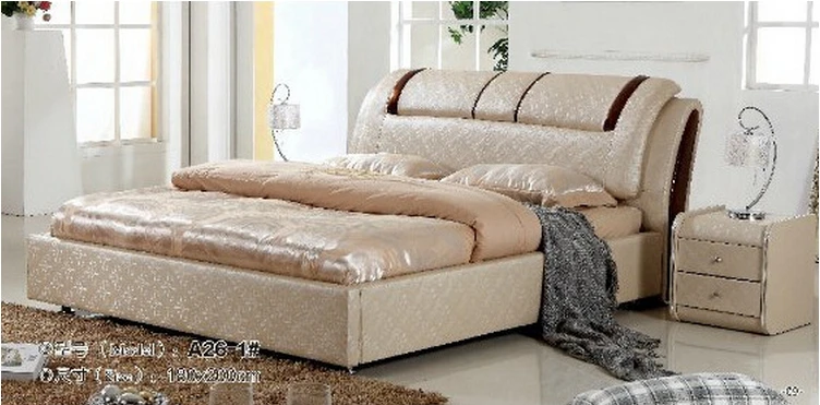 Королевский большие king размер натуральная кожа мягкая кровать спальня мебель мягкая кровать 0705
