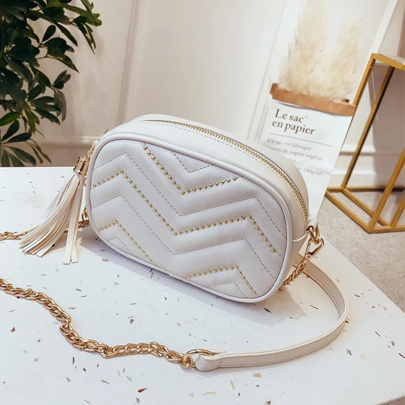 Herlianenrus Crossbody сумки Для женщин Мода цепи с бахромой и заклепками мини из