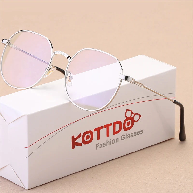 

KOTTDO New Women Retro Eyeglasses Metal Gold Eyewear Men Spectacle Frames Optical Glasses Frame Clear Glasses Transparent Glass