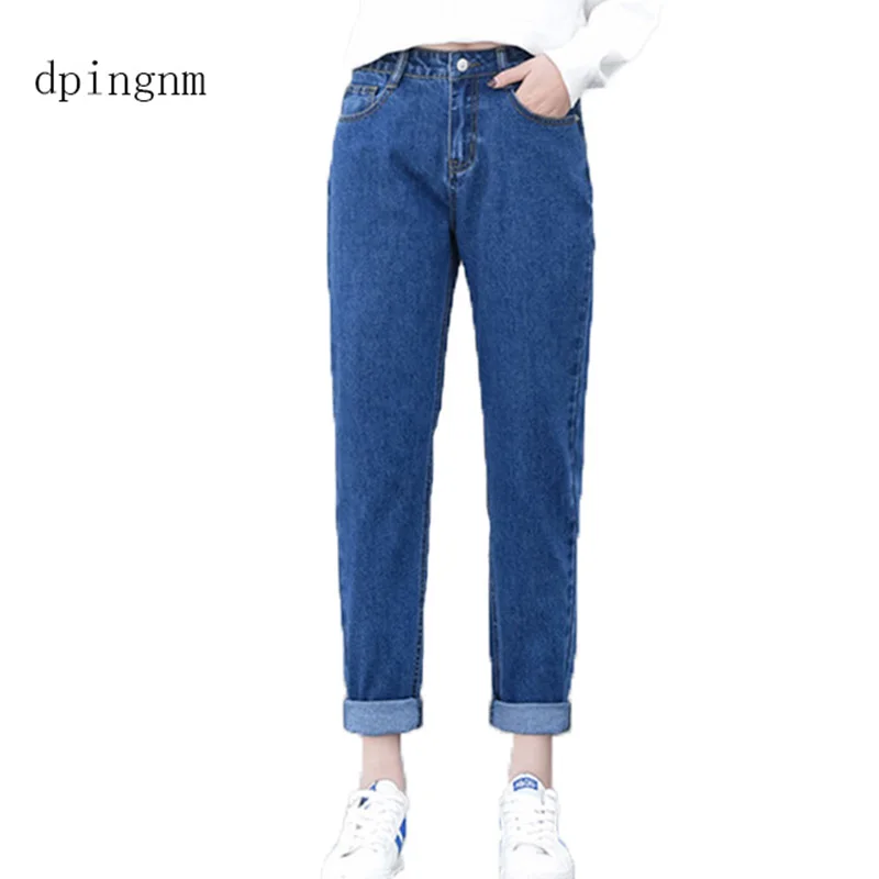 Plus Size High Waist Boyfriend Jeans Women Fashion Blue Black White Jeans Ladies Denim Harem Pants Casual Trousers Jeans Femme Plus Size High Waist Boyfriend Jeans Women Fashion Blue Black White Jeans Ladies Denim Harem Pants Casual Trousers Jeans Femme