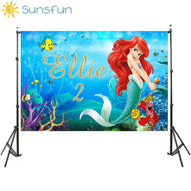 Sunsfun Altinda Parti Vinil Fotograf Arka Plan Cizgi Film Karakterleri Kucuk Denizkizi Cocuk Fotograf Studyosu Icin Arka Planinda Aliexpress
