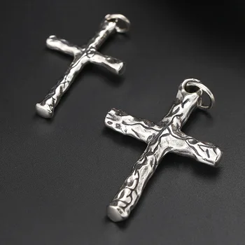

Wholesale S925 Sterling Silver Jewelry Personality Thai Silver Punk Wind Street Faith Cross Men And Women Couple Pendant