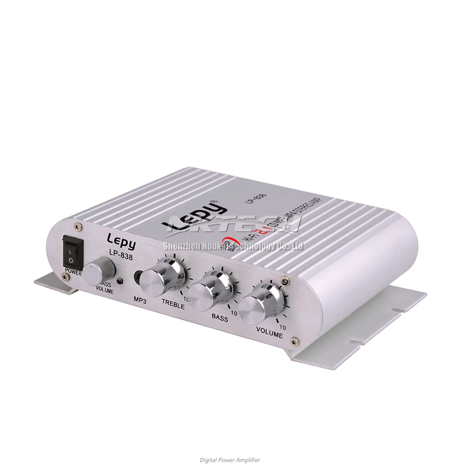 Цифровой автомобильный мини усилитель мощности LP 838 Lepy 2.1CH 20 Вт 2x15 Hi Fi MP3 MP4 Стерео