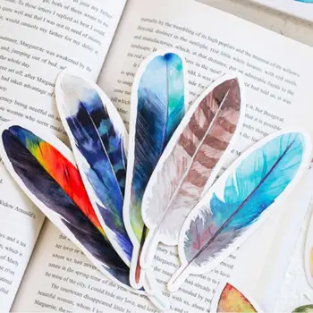 

2020 New Creative Colorful Feather Paper Bookmark Lovely Stationery Bookmarks Book Clip Office Accessories School Supplies