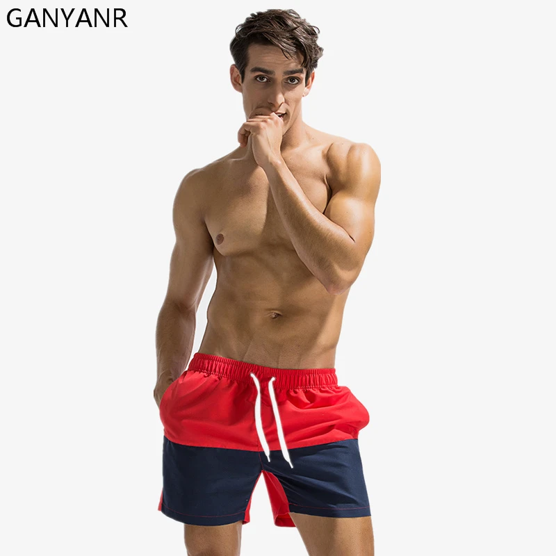 

GANYANR Swimwear Mens Swimming Shorts Boardshorts Beach Trunks Bermuda Surf Wear Swimsuit Swim Boxer Bathing Suits Sexy Pants