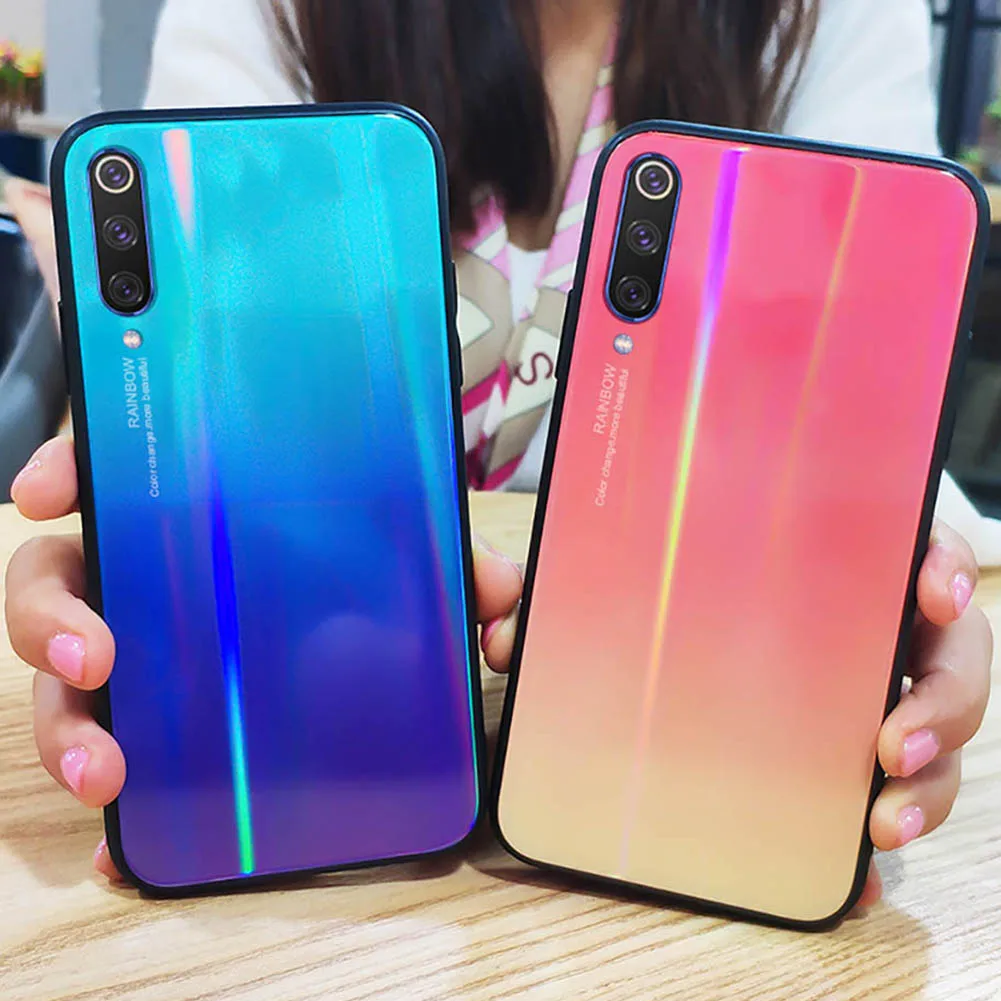 Gradient Aurora Glass Case For Huawei P30 Pro Laser Colorful Shockproof Tempered Cover Back Shell Coque |