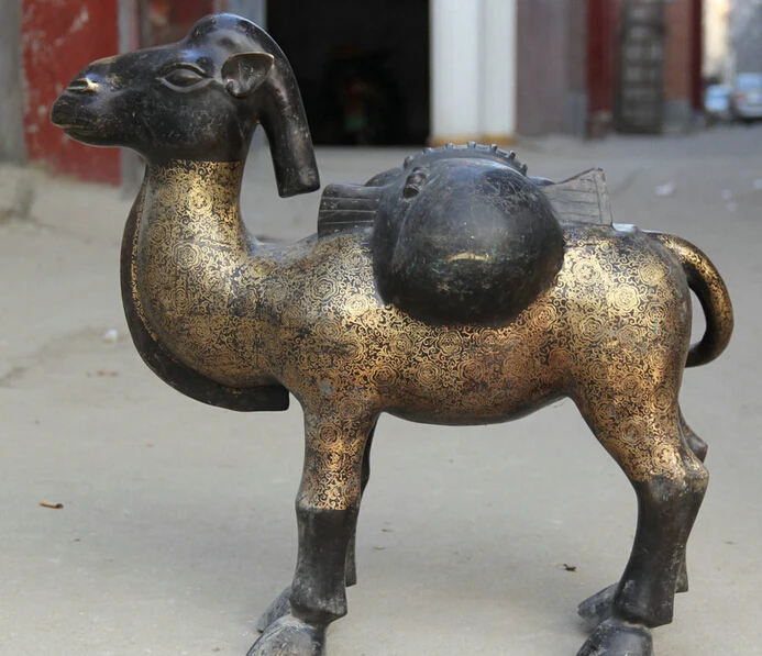 

JP S0524 24" Big Chinese Bronze animal Auspicious camel llama luggage Statue sculpture